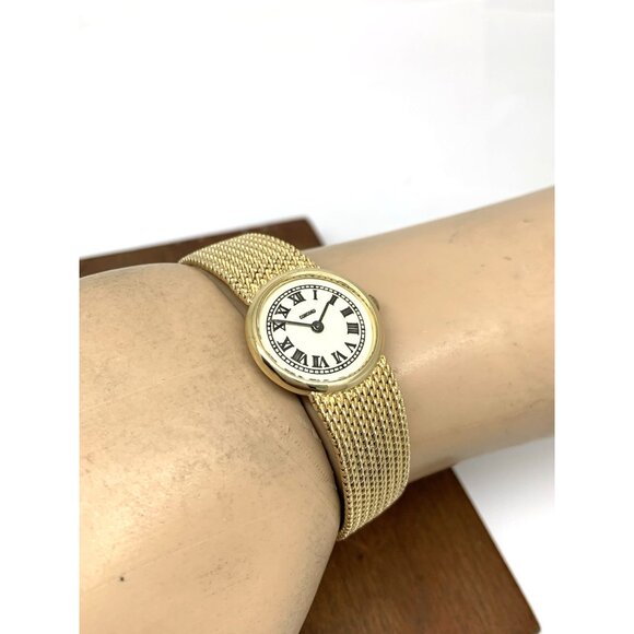 Concord Women\'s Watch 14k Yellow Gold Roman Dial Vintage Swiss Hand Wind 21mm